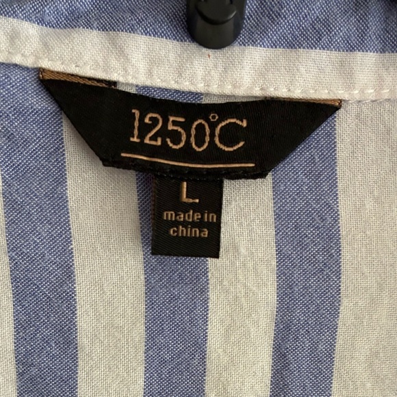 1250C Buttons Down Blue Striped Women's Top L - Picture 8 of 9